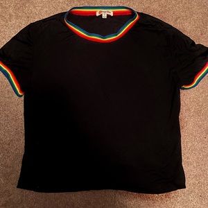 Orange Kiss Y2K Crop Top Black Rainbow, edgy, rainbow, cute, kawaii, punk